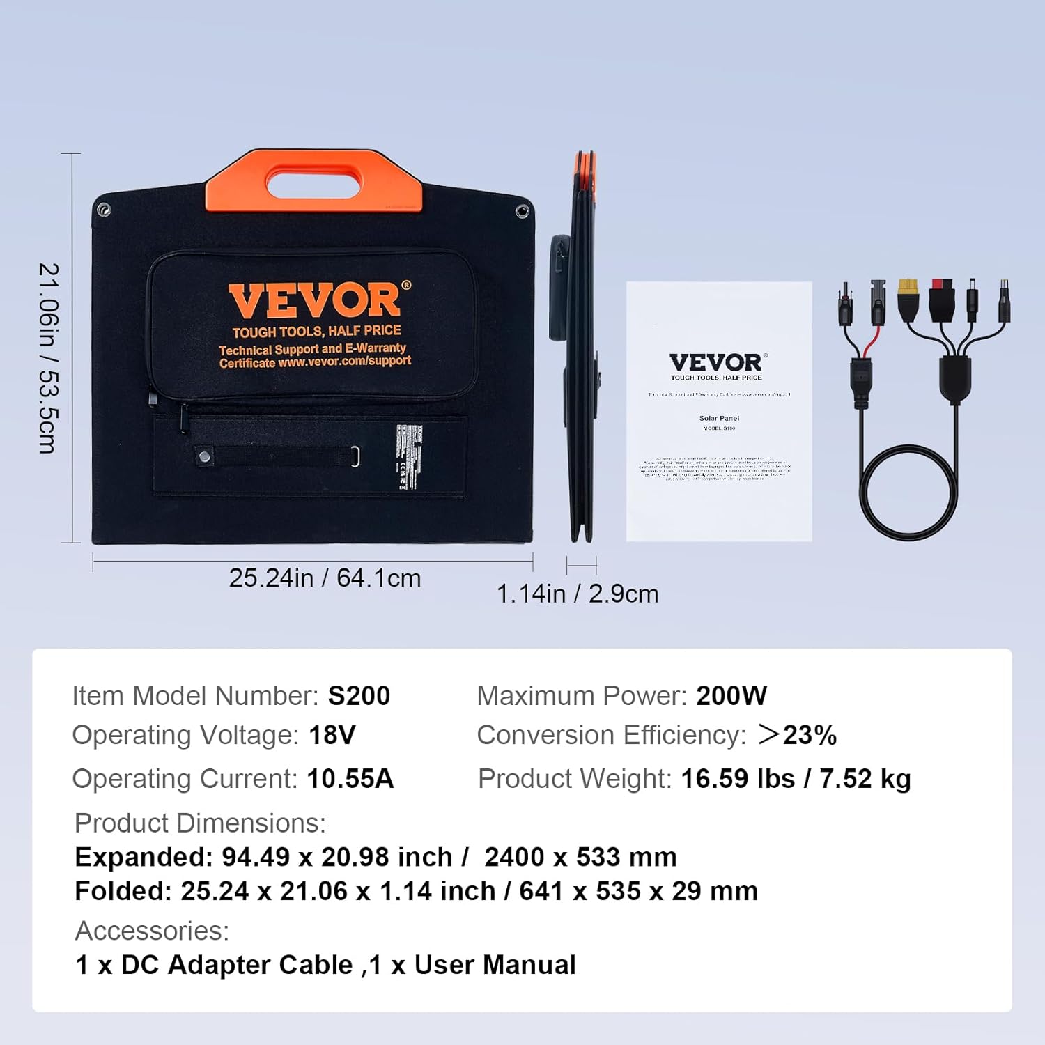 panneau solaire portable VEVOR 200 W