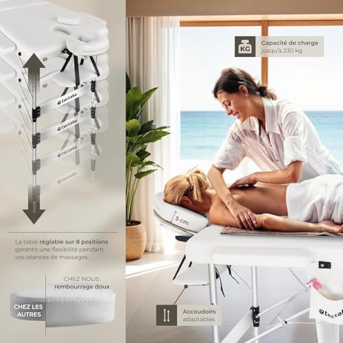 TecTake® Table de Massage Pliante Professionnelle 3 Zones